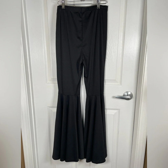 LYANER Casual High Waist Ruffle Flare Pants Wide Leg Solid Stretchy Bell Bottom - Picture 12 of 14